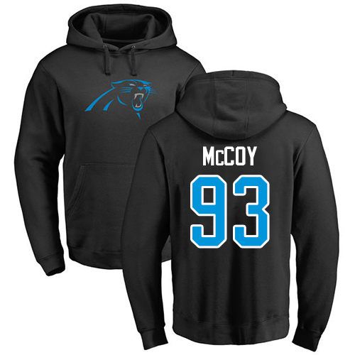 Carolina Panthers Men Black Gerald McCoy Name and Number Logo NFL Football #93 Pullover Hoodie Sweatshirts